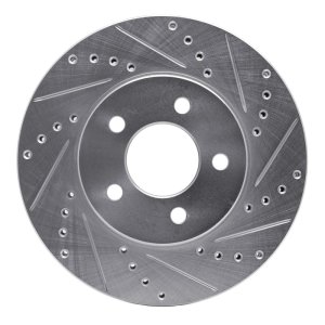 Ford Mustang Brake Rotor (1) - Front Right - R1 Concepts - Drilled & Slotted - Silver - `05-`10